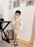 IVY HOUSE常春藤兒童裝男童2024春季新款  順滑親膚里襯滿印西服馬甲短西褲 卡其色褲子 110 /52cm（（褲子110/50cm）） 曬單實拍圖