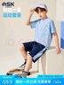 ASK JUNIOR男童運動(dòng)套裝夏季兒童薄款快干T恤+短褲中大童網(wǎng)球服兩件套 130 曬單實(shí)拍圖