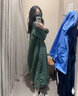 無印良品（MUJI）女式 木棉混雙層紗織長袖連衣裙長裙裙子襯衫裙 BC2IOC4S 煙熏綠色 L 165/88A 曬單實拍圖