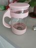 MiGo 玻璃泡茶杯女士茶水分離杯防摔耐熱家用辦公室帶蓋杯子帶把茶杯 早櫻粉450ML 曬單實(shí)拍圖