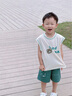 幼歌（YOUGE）嬰幼兒夏季新款小熊涼感無袖背心寬松柔軟透氣短褲套裝 水墨綠短褲 110 cm 曬單實拍圖