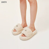 SMFKWoolly黑絲絨毛毛拖鞋S0003B1/F十字花厚底增高百搭外穿秋冬 白絲絨 37 偏大半碼 曬單實拍圖