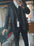 休塔（SUITUP ）【高品質(zhì)】西服男套裝雙排扣高級感紳士西裝男結婚禮服正裝三件套 雙排佩納墨黑【上衣+馬甲+褲子】 2XL 【52A】 下單可備注褲子碼數 曬單實(shí)拍圖