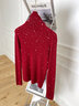 DPLAY2025秋季燙鉆針織衫內搭紅色毛衣打底衫上衣女新年毛衫 復古紅 XL 曬單實(shí)拍圖