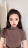 啄木鳥(niǎo)咖啡色莫代爾短袖t恤女修身半高領(lǐng)打底內搭半袖上衣ins 咖啡色 L 曬單實(shí)拍圖