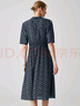 兆君2024春夏桑蠶絲新款時尚印花連衣裙女氣質(zhì)通勤風短袖收腰裙子 樹葉 XL 曬單實拍圖