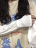 CHALL KITTY女士防曬冰袖夏季防紫外線袖套薄款寬松騎行冰絲護袖手套2025新款 白色-高端品牌高檔高級感 曬單實拍圖