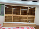 冬木書(shū)柜儲物柜一體靠墻組合帶玻璃門(mén)書(shū)櫥展示柜客廳實(shí)木整墻收納書(shū)架 2.17M書(shū)柜（80CM*4）原木色 曬單實(shí)拍圖