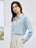 尚都比拉休閑白色襯衫女春秋職業(yè)正裝高級感長(cháng)袖襯衣上衣小個(gè)子 粉藍色 L  曬單實(shí)拍圖