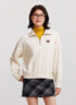 森馬（Semir）衛衣女冬半拉鏈立領(lǐng)小狗oversize條紋抓絨套頭衫疊穿復古上衣 淺花灰00232 L 曬單實(shí)拍圖