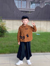 RB KIDS童裝男童襯衫套裝春秋2025新款洋氣寶寶衣服兒童休閑兩件套 咖色 90  (建議身高80-90cm) 曬單實(shí)拍圖