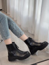 愛(ài)步（ECCO）靴子女 黑色厚底增高中筒套筒牛皮女靴 蹤跡220743 黑色22074301001 37 曬單實(shí)拍圖