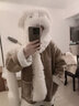 多菲尼森帽子圍巾手套一體女冬季連帽毛線帽保暖防風(fēng)防寒時尚可愛百搭圍脖 大眼睛三合一【米白色】 曬單實(shí)拍圖