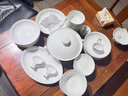 陶沁泉景德鎮餐具整套瓷器高級骨瓷碗筷套裝高端青花玲瓏喬遷訂婚釉下彩 千山暮雪 68件套 曬單實(shí)拍圖