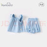 歡喜小熊 女童夏季純棉吊帶套裝寶寶薄款童裝衣服兒童夏裝兩件套 天空藍 100 (建議2-3歲身高90-100cm) 曬單實拍圖