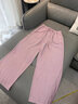婭麗達壓縐飄逸闊腿褲女夏季新款寬松女褲顯瘦休閑褲子直筒褲 粉色(M0) L 曬單實(shí)拍圖