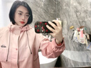 QGF漸變色沖鋒上衣女新款連帽休閑外套春秋季美式寬松棒球服工裝夾克 珊瑚紅 2XL 曬單實(shí)拍圖