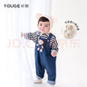 幼歌（YOUGE） 嬰幼兒春秋新款小熊牛仔爬服男女寶寶背帶褲卡通連體衣 牛仔藍1(110-120不開(kāi)檔） 80 cm 曬單實(shí)拍圖