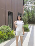 袋鼠（DAISHU）明星同款夏季女士運(yùn)動(dòng)服套裝純棉短袖短褲休閑時(shí)尚兩件套爆款洋氣 白色短褲套裝 XL(建議115斤-130斤) 曬單實(shí)拍圖