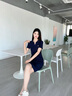clotho Rennie品牌女裝休閑連衣裙女2025年夏季新款Polo領(lǐng)休閑減齡顯瘦時尚裙子 藏青色 M 曬單實(shí)拍圖
