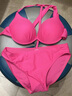 黑蒼泳衣女小胸聚攏顯瘦分體比基尼泳裝新款兩件套泡溫泉泳裝 粉色 80-120斤 曬單實(shí)拍圖