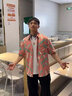 美羅邦 MELOBAN100%純棉長袖襯衫男士春秋新款潮流寬松百搭休閑長袖印花字母襯衣 粉色 【短袖款】 XL 參考135-150斤左右 曬單實拍圖