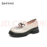 達(dá)芙妮（DAPHNE）七夕樂(lè)福鞋女小皮鞋新款英倫風(fēng)網(wǎng)面透氣通勤單鞋 黑色 5cm 38 (240mm) 標(biāo)準(zhǔn)碼 曬單實(shí)拍圖