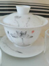 鳳陶凰（FENG TAO  HUANG）手繪功夫茶具套裝家用辦公會客羊脂玉白瓷蓋碗泡茶壺茶杯輕奢高檔 手繪墨荷蓋碗10入 曬單實(shí)拍圖