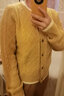 茵曼（INMAN）復古文藝菱格毛衣開衫春秋女裝新款美拉德撞色圓領寬松短上衣 姜黃色 S 曬單實拍圖