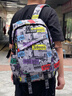 靚寶寶初中高中生男孩大容量減負書(shū)包大學(xué)生超輕旅行男生出差通勤雙肩包 小號印花雜志(3-6年級) 曬單實(shí)拍圖