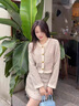 她芙（tafu）品牌女裝小香風(fēng)套裝裙女2025春秋新款時(shí)尚上衣名媛兩件套半身裙 杏色 M 曬單實(shí)拍圖