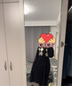 唐獅（TonLion）2024黑色v領(lǐng)拼接格紋連衣裙女復古針織格子裙氣質(zhì)長(cháng)裙 黑色 L  曬單實(shí)拍圖