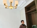 东羽 现代新中式客厅吊灯大气全铜中国风餐厅卧室书房简约中山灯具 【铜本色6头】天然玉石+全铜 实拍图
