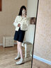 青婉田真皮厚底馬丁靴女2024新款秋冬靴子顯腳小增高圓頭復(fù)古短靴 米白色 （曬圖送10元紅包） 36 曬單實(shí)拍圖
