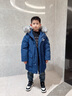 Lee兒童大毛領(lǐng)羽絨服秋冬新款保暖加厚長(cháng)款男女童裝工裝外套大衣 藏青色 130 cm 曬單實(shí)拍圖