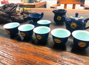 唐帕防燙自動(dòng)泡茶壺茶杯套裝定制功夫茶具家用復古高檔青花瓷懶人茶具 霽藍-石磨茶具-禮盒 16頭 曬單實(shí)拍圖