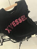XVESSEL夏季女露腰短袖T恤潮流百搭休閑黑色女裝 女款夏季露腰短T M 曬單實拍圖