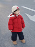 班喜迪女童棉服冬裝新款兒童加絨夾棉外套寶寶新年保暖棉衣襖冬季拜年服 紅色 100 cm 曬單實(shí)拍圖