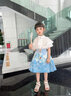 A 21 FUNB女童馬面裙兒童漢服夏春季套裝新款兒童中國(guó)古風(fēng)漢服半身裙小女孩 對(duì)扣上衣+天藍(lán)色馬面裙 140 適合130-140cm年齡9-10歲 曬單實(shí)拍圖