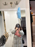 ELLE90白鴨絨灰色中長款連帽羽絨服女2024冬季新款通勤小眾外套 中灰 S 曬單實(shí)拍圖
