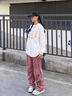 Cebrodz法國休閑褲男美式直筒工裝燈芯絨褲子男冬季vibe潮流寬松運動(dòng)男褲 粉紅色 XL 曬單實(shí)拍圖