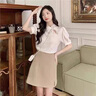 唐菓蜜新中式國風連衣裙女2024夏季新款女裝小個子甜美風旗袍裙套裝裙子 杏色上衣+卡其裙子 M 曬單實拍圖