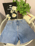 Calvin KleinJeans夏季女士經(jīng)典ck復(fù)古潮流毛邊高腰寬松牛仔短褲J224362 1AA-牛仔淺藍(lán) 25 曬單實(shí)拍圖