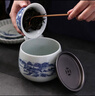 雅輊茗品陶瓷建水帶蓋茶洗水盂小號(hào)手繪江山復(fù)古茶水桶茶道配件茶渣缸家用 萬(wàn)里江山-銅錢建水（青花） 曬單實(shí)拍圖
