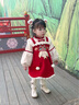 幼歌（YOUGE）嬰幼兒中式刺繡錦鯉彩繪年服假兩件夾棉立領(lǐng)盤(pán)扣連衣裙 喜慶紅 90 cm 曬單實(shí)拍圖