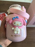 波比熊（BOBBI BEAR）兒童保溫杯女孩可愛大容量吸管杯高顏值大肚水杯學生上學專用杯子 三歐麗小肚保溫粉700ml+杯刷貼紙 曬單實拍圖