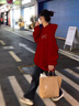 AEMAPE衛(wèi)衣女加絨加厚衛(wèi)衣女2025春秋新款寬松上衣本命年外套女 MX-3220_酒紅色【春秋薄款】 M 曬單實(shí)拍圖