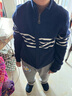 恒源祥兒童純羊毛開(kāi)衫秋冬季男童針織拉鏈開(kāi)衫男童保暖毛衣100%羊毛 藏青/白 150 曬單實(shí)拍圖
