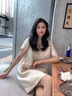 clotho Rennie品牌女裝真絲連衣裙女2025夏季新品小個子優(yōu)雅名媛風桑蠶絲中長款 杏色 M 曬單實拍圖