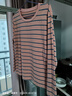 皮爾卡丹（pierre cardin）棉長袖t恤女2025春秋新款條紋圓領(lǐng)打底衫寬松遮肉上衣 377K粉色 XL 【120-135斤】 曬單實拍圖